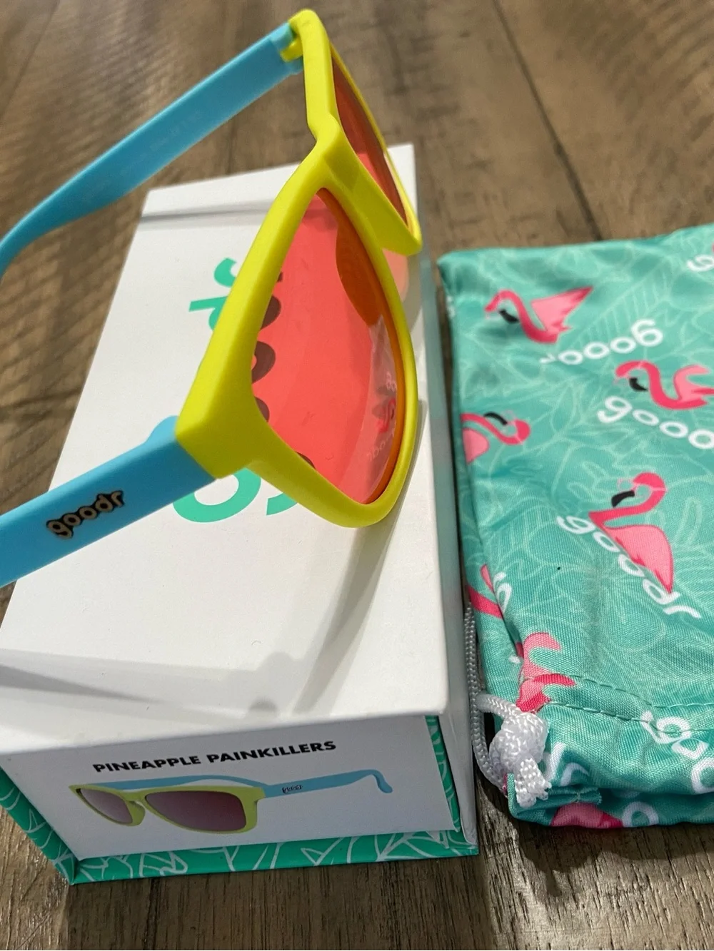 Goodr Yellow Frame Sunglasses with Red Lenses- Pineapple Painkillers
